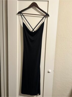 Abercrombie & Fitch Black Cowl-Neck Slip Midi Dress